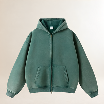 Sudadera con capucha y cremallera de hombre - Corte oversize y bolsillos frontales