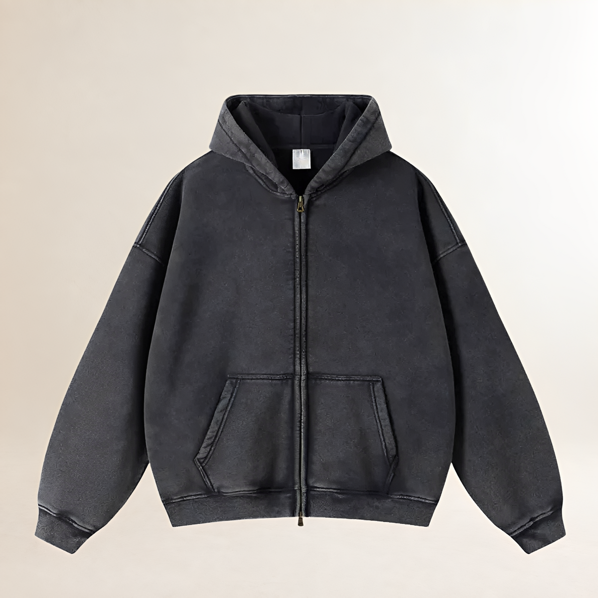 Sudadera con capucha y cremallera de hombre - Corte oversize y bolsillos frontales