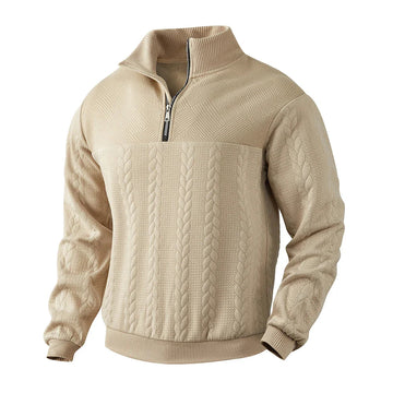 Sudadera con media cremallera para hombre con diseño texturizado y ajuste relajado