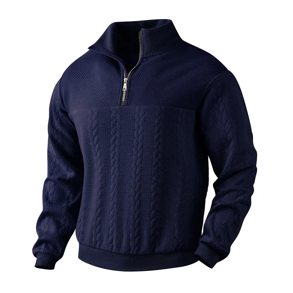 Sudadera con media cremallera para hombre con diseño texturizado y ajuste relajado