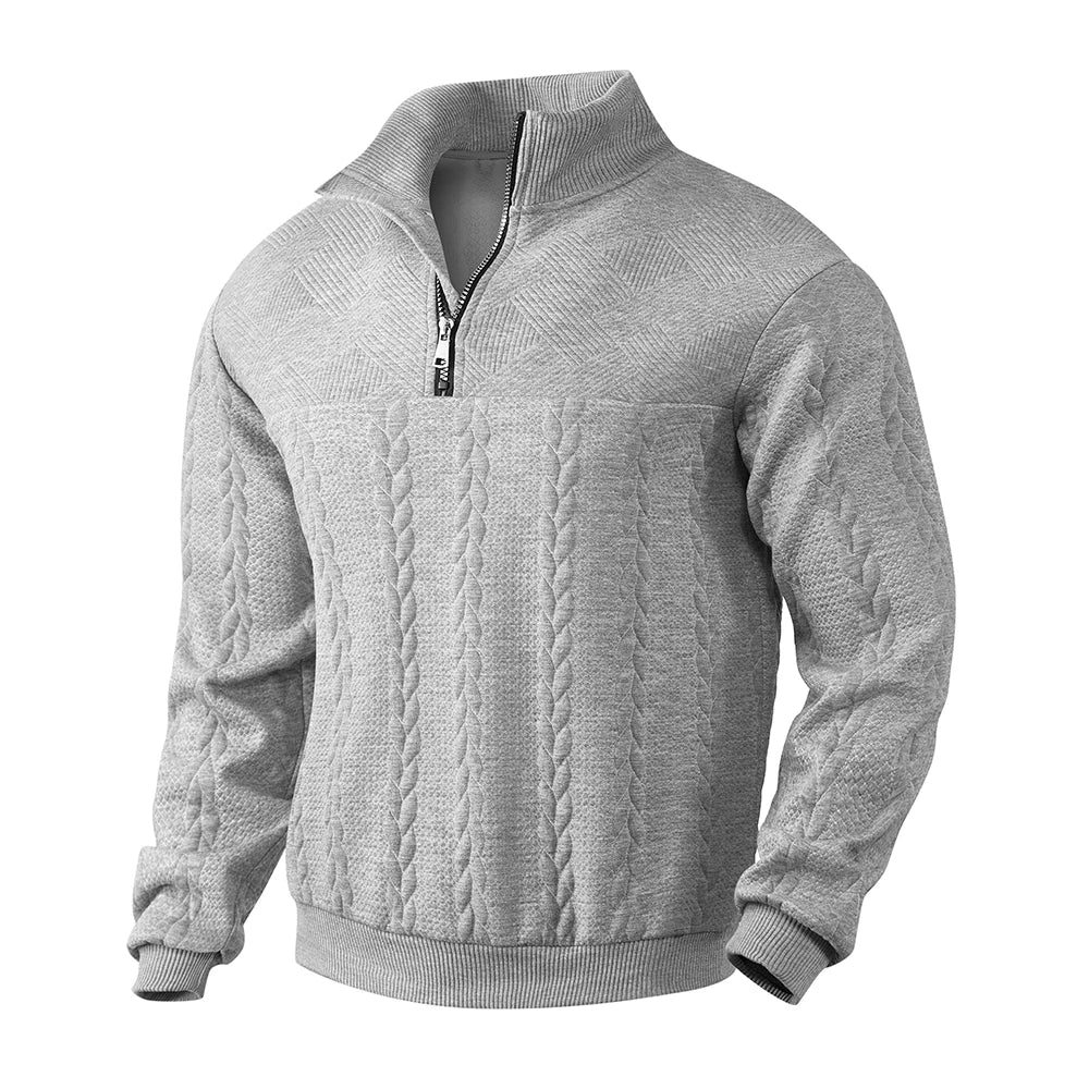 Sudadera con media cremallera para hombre con diseño texturizado y ajuste relajado