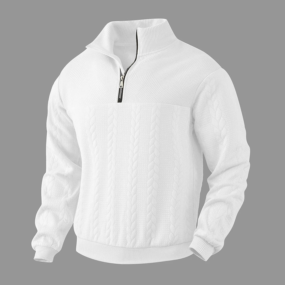 Sudadera con media cremallera para hombre con diseño texturizado y ajuste relajado