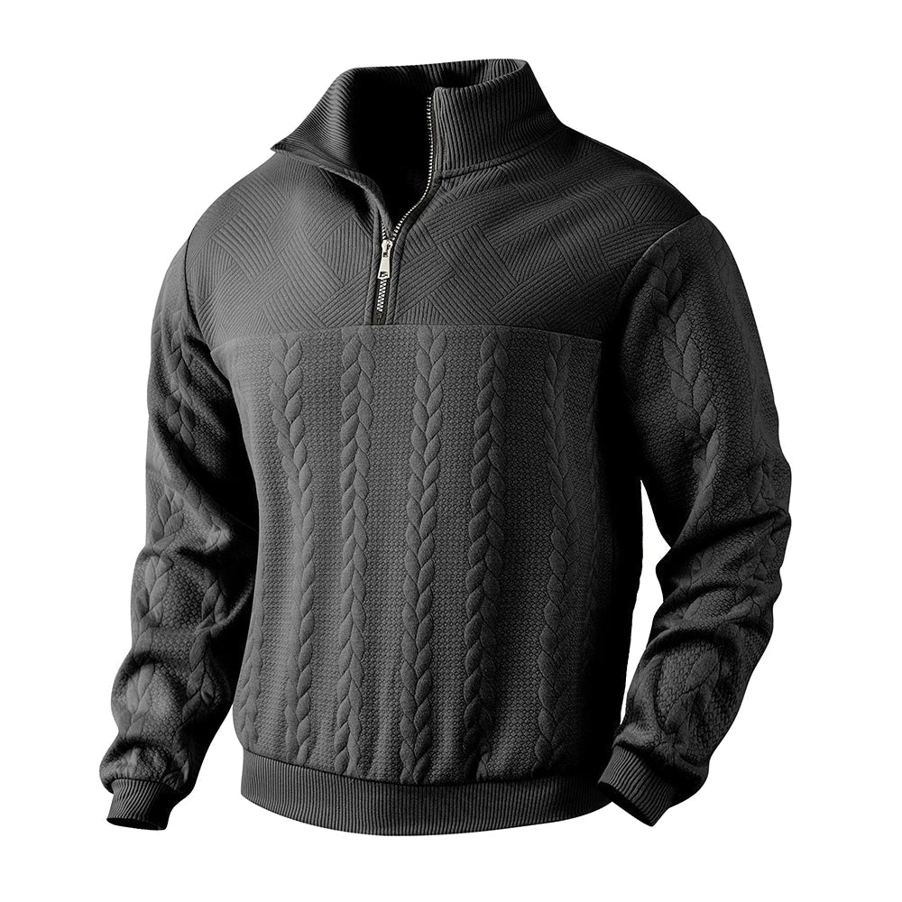 Sudadera con media cremallera para hombre con diseño texturizado y ajuste relajado