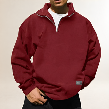 Sudadera de hombre con medio cierre y cuello alto de corte relajado