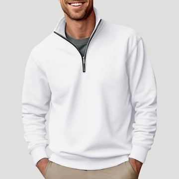 Sudadera de media cremallera para hombre con puños acanalados y ajuste relajado