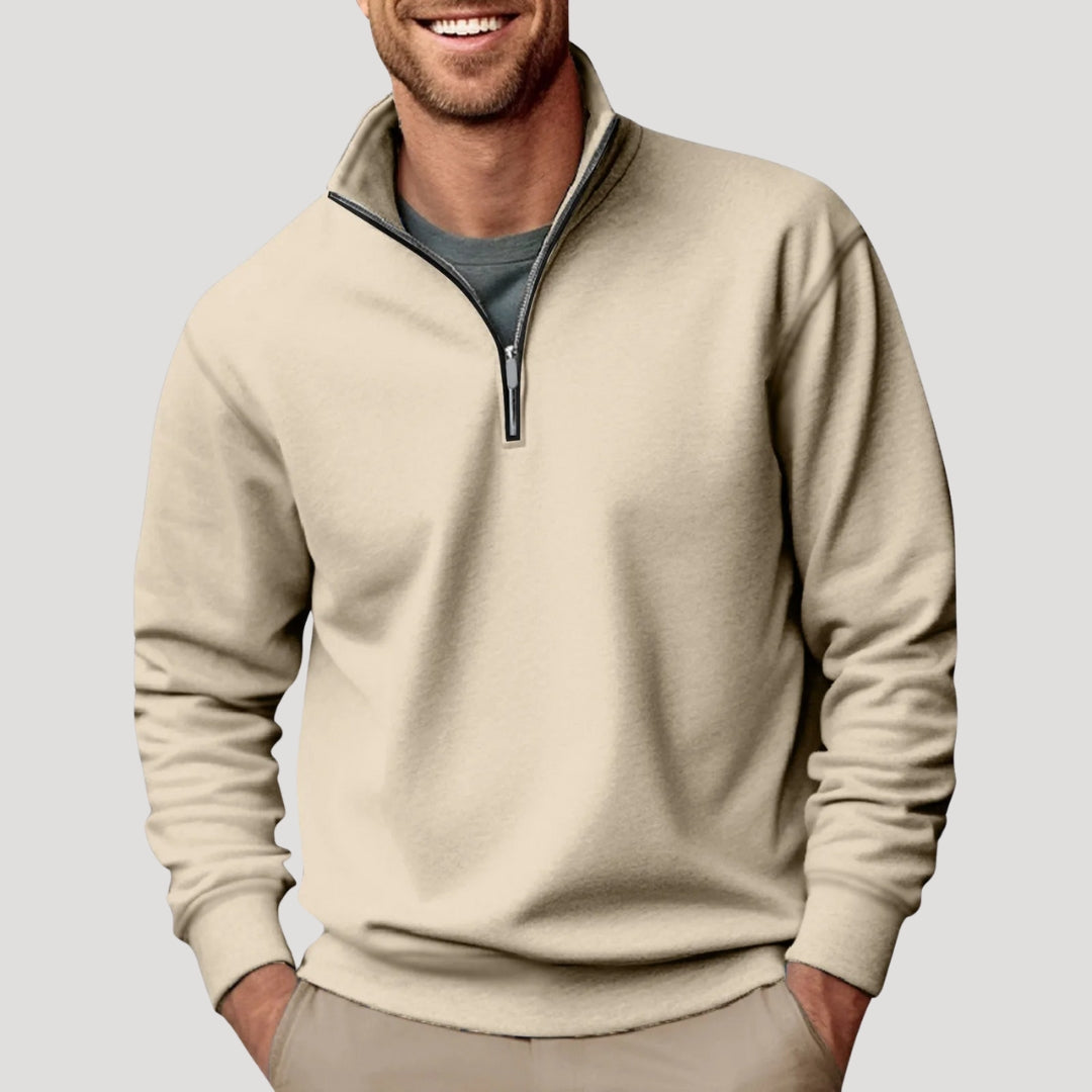 Sudadera de media cremallera para hombre con puños acanalados y ajuste relajado