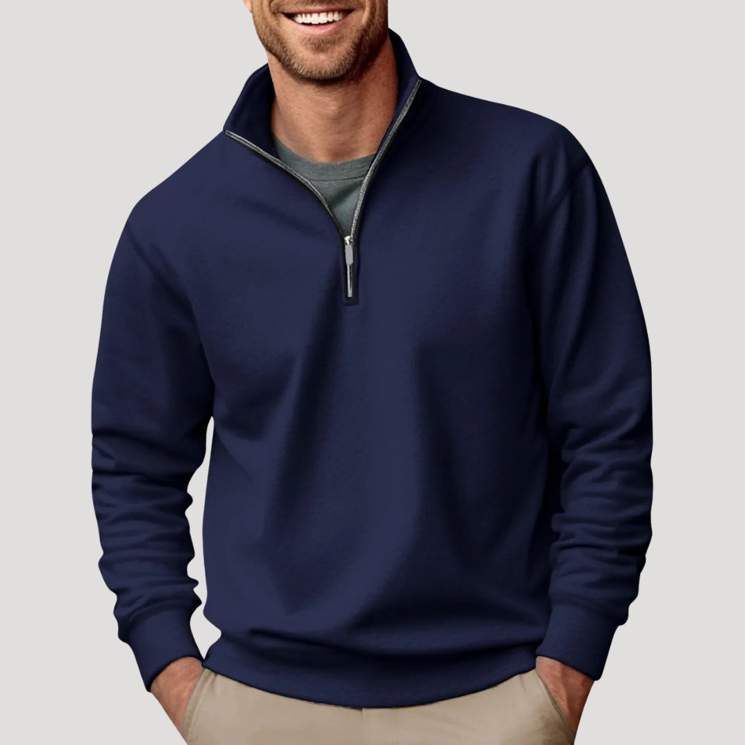 Sudadera de media cremallera para hombre con puños acanalados y ajuste relajado