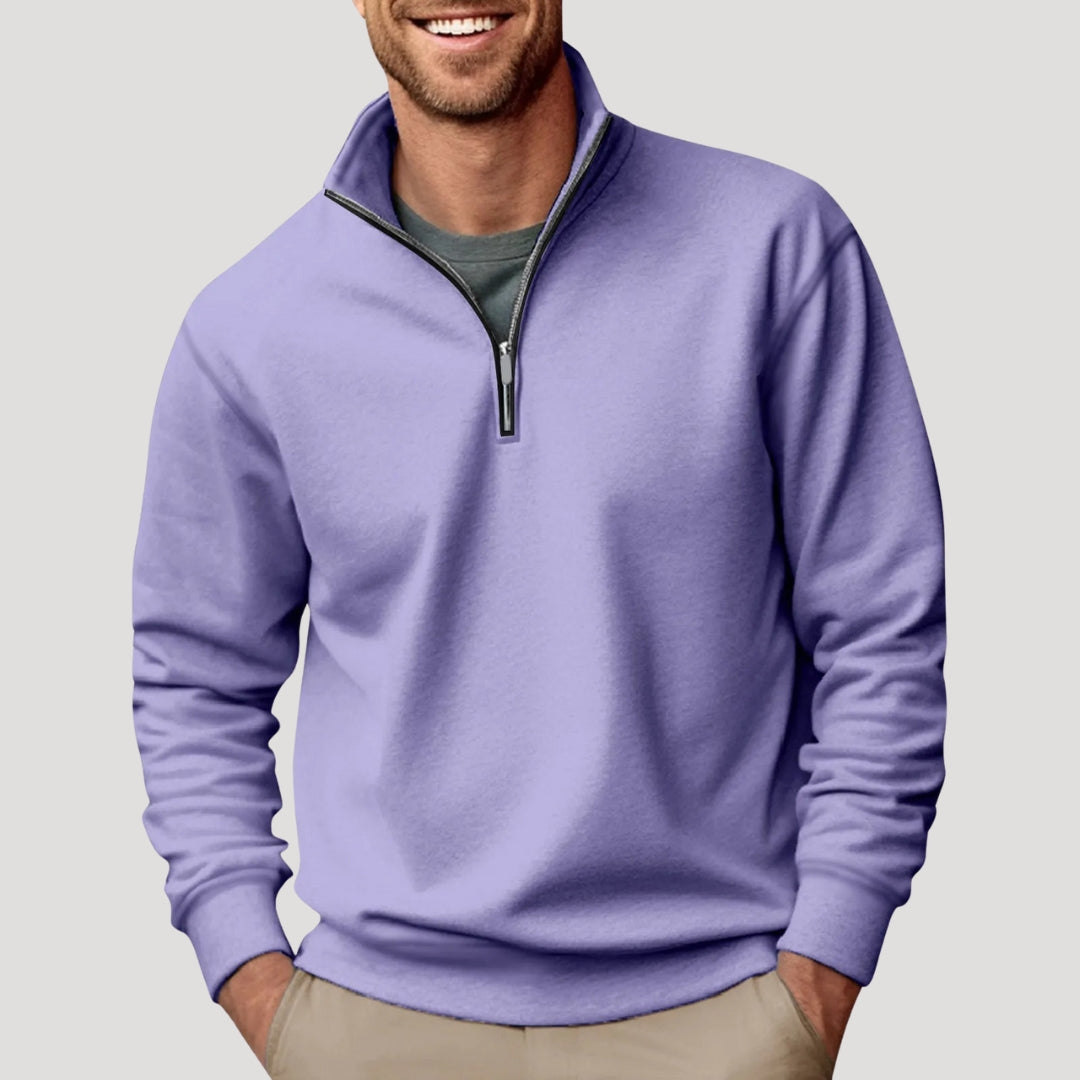 Sudadera de media cremallera para hombre con puños acanalados y ajuste relajado