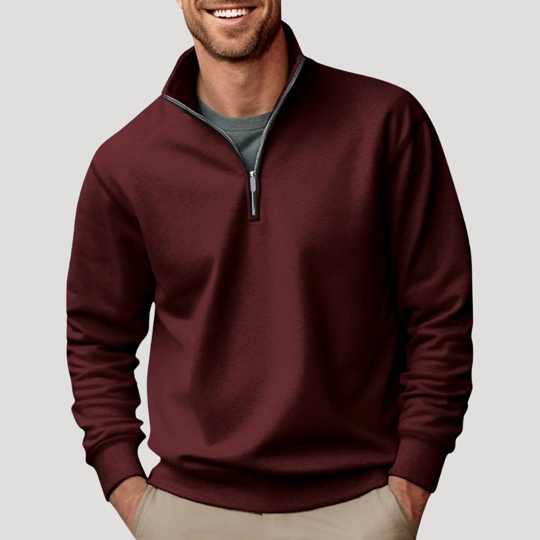 Sudadera de media cremallera para hombre con puños acanalados y ajuste relajado
