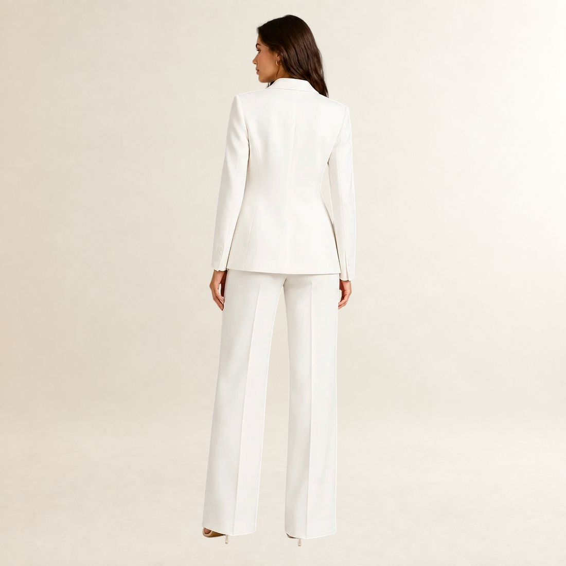 Traje de chaqueta y pantalón de pierna ancha para mujer conjunto de dos piezas corte estructurado