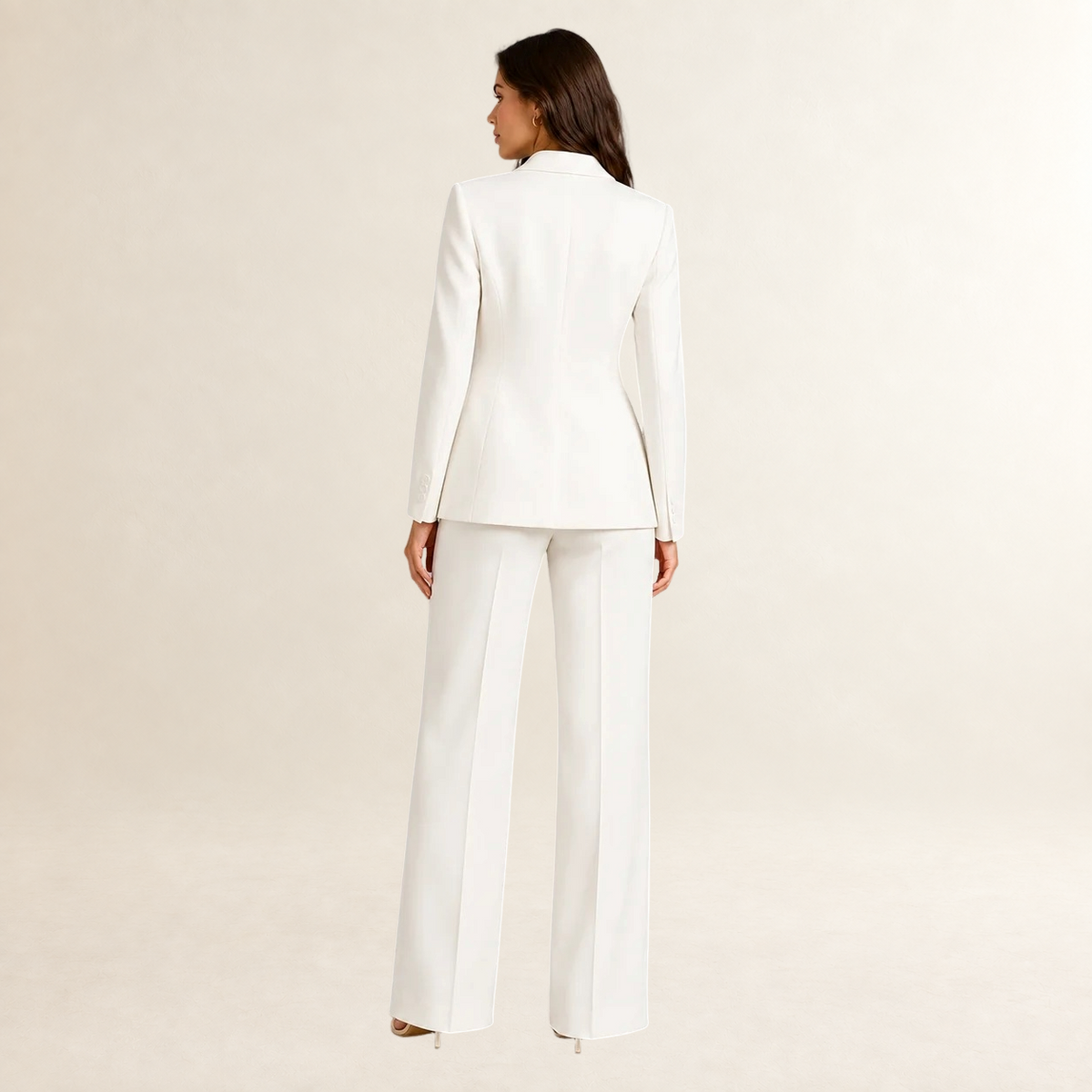 Traje de chaqueta y pantalón de pierna ancha para mujer conjunto de dos piezas corte estructurado