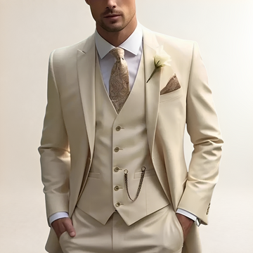 Traje de tres piezas para hombre con blazer, chaleco y pantalones de corte slim fit