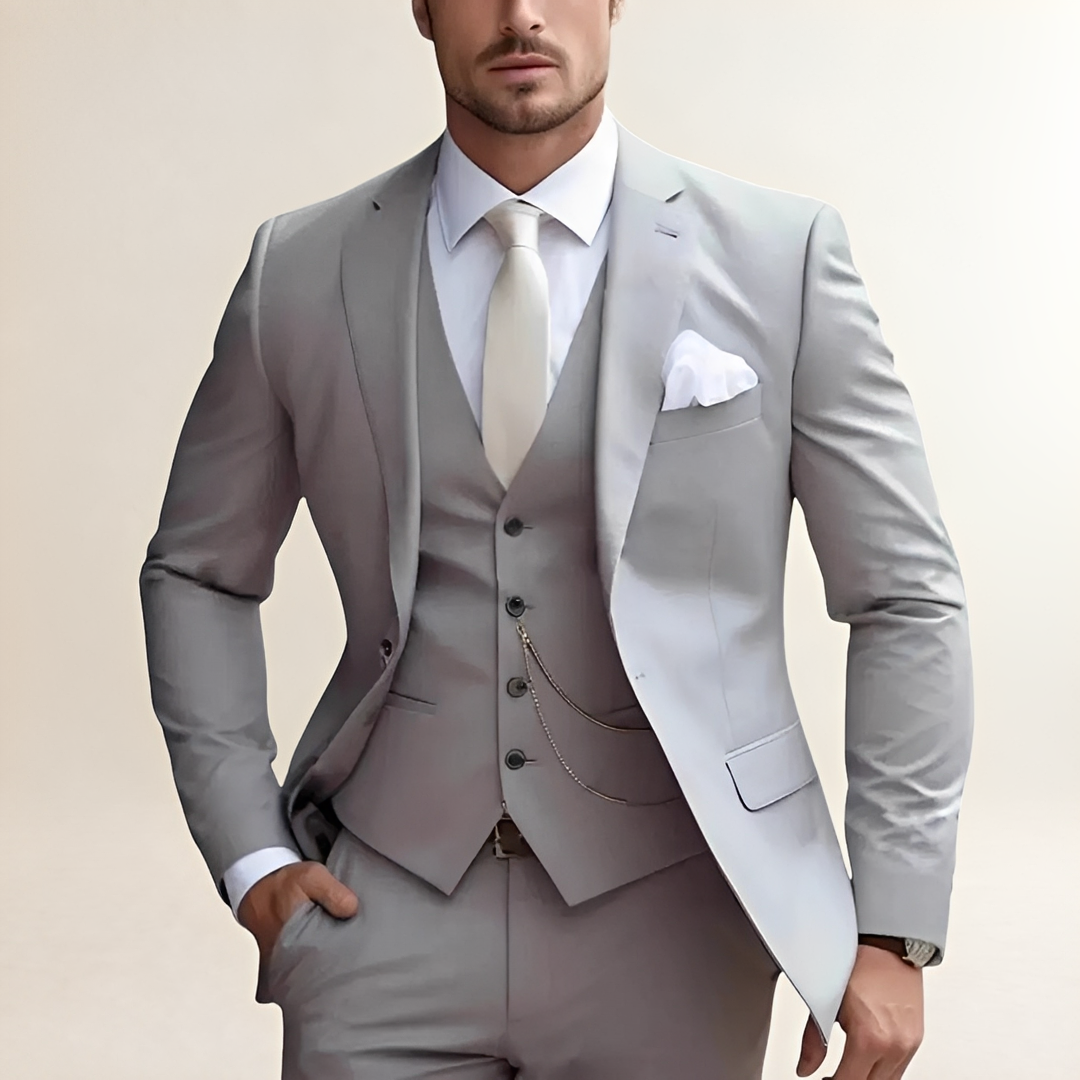 Traje de tres piezas para hombre con blazer, chaleco y pantalones de corte slim fit