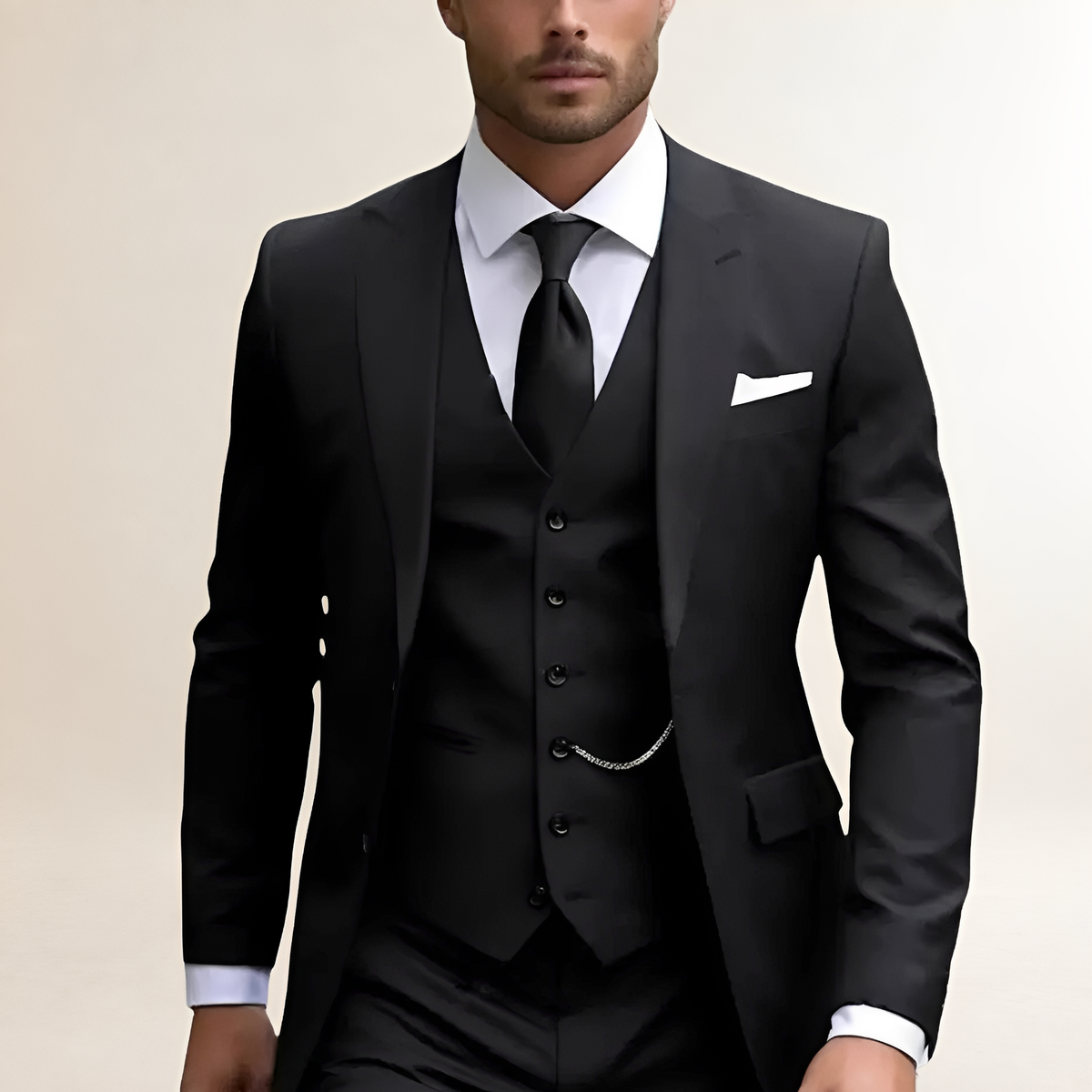 Traje de tres piezas para hombre con blazer, chaleco y pantalones de corte slim fit