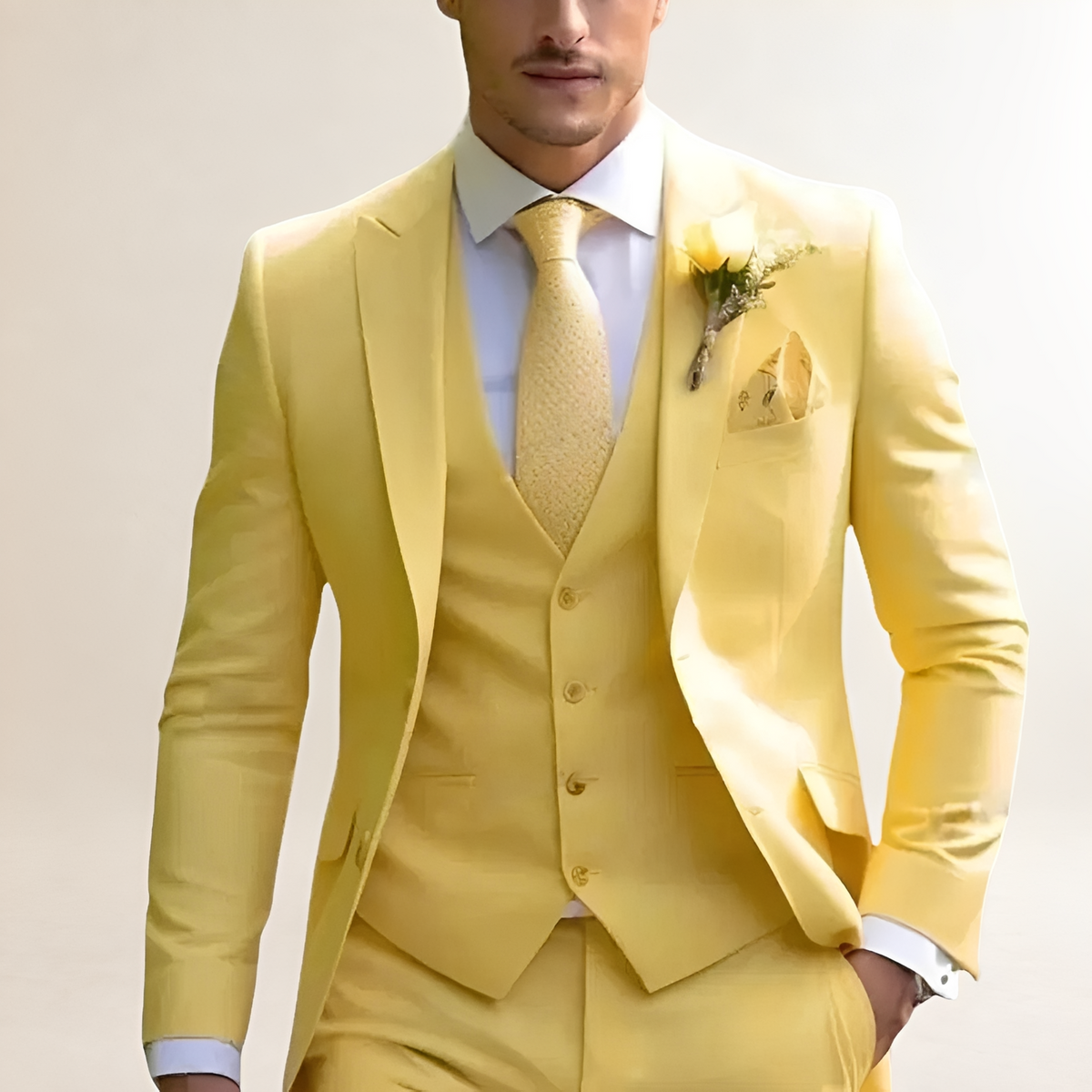 Traje de tres piezas para hombre con blazer, chaleco y pantalones de corte slim fit