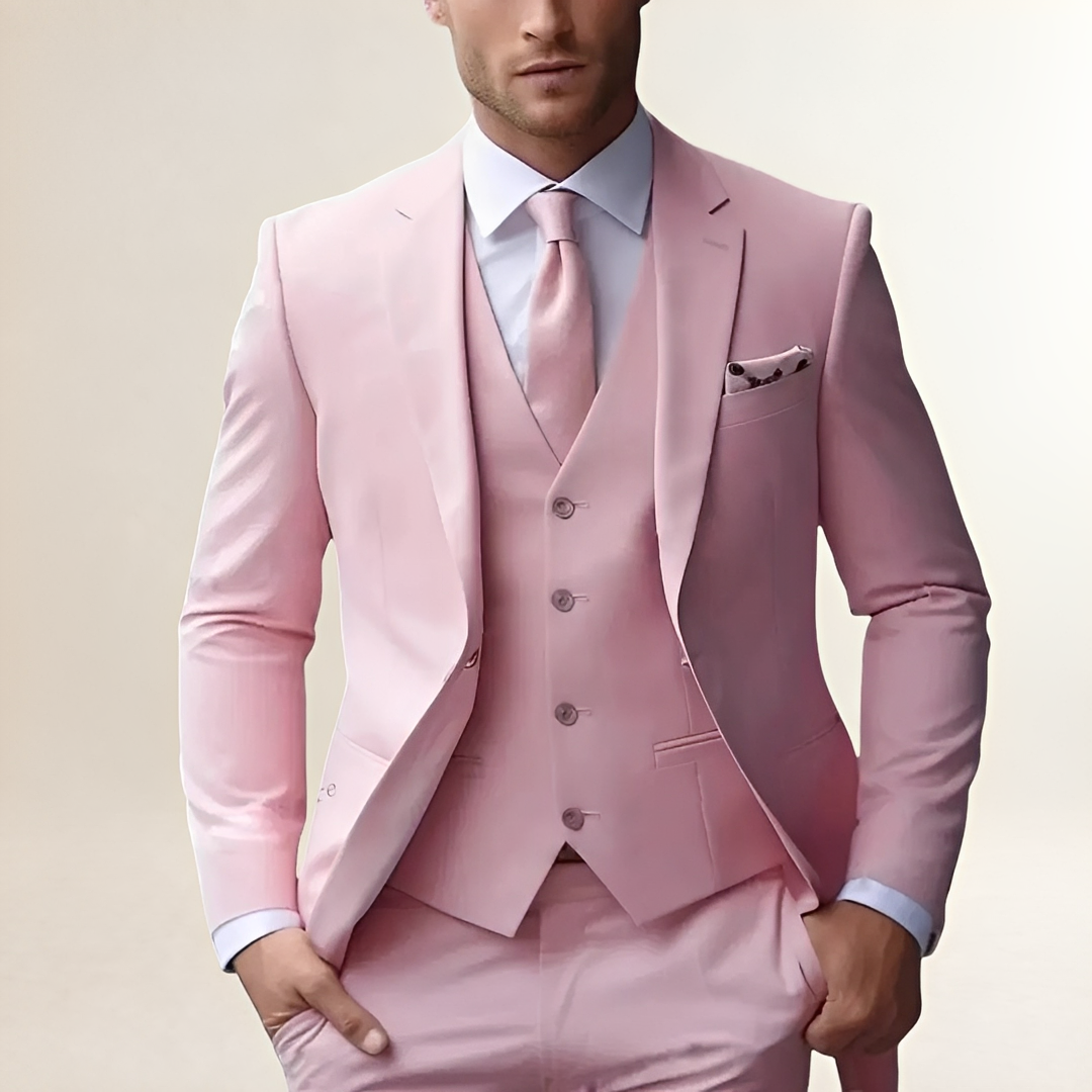 Traje de tres piezas para hombre con blazer, chaleco y pantalones de corte slim fit