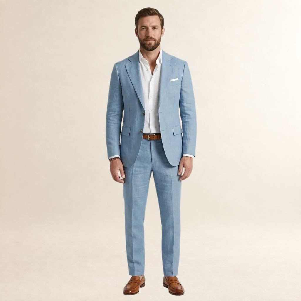 Traje para hombre de corte ajustado con americana de solapa clásica y pantalones a juego