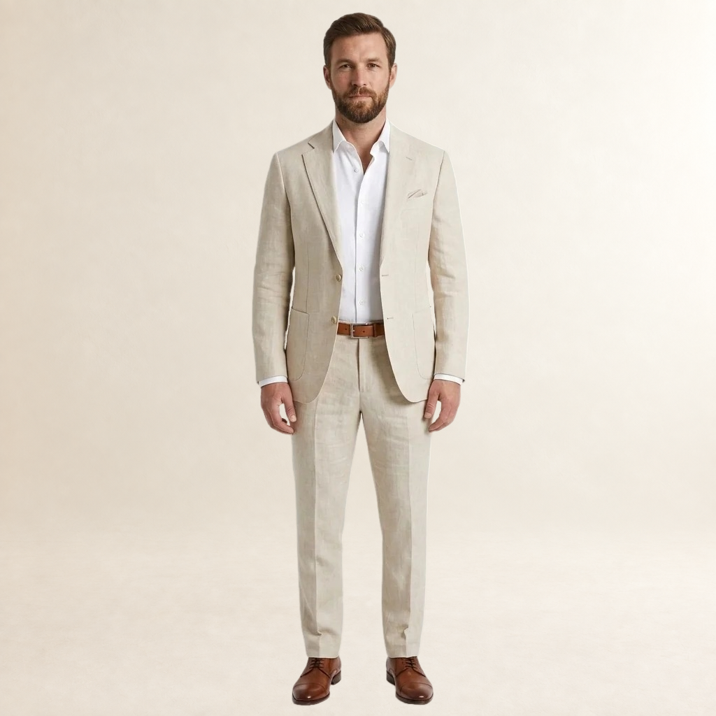 Traje para hombre de corte ajustado con americana de solapa clásica y pantalones a juego