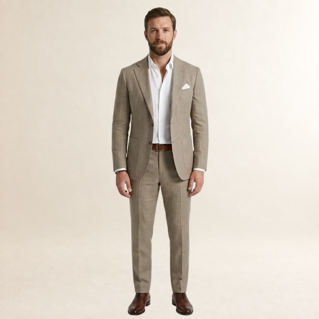 Traje para hombre de corte ajustado con americana de solapa clásica y pantalones a juego