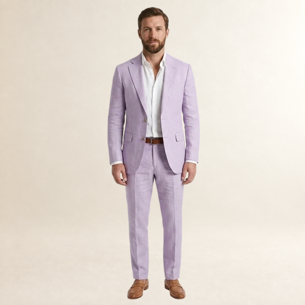 Traje para hombre de corte ajustado con americana de solapa clásica y pantalones a juego