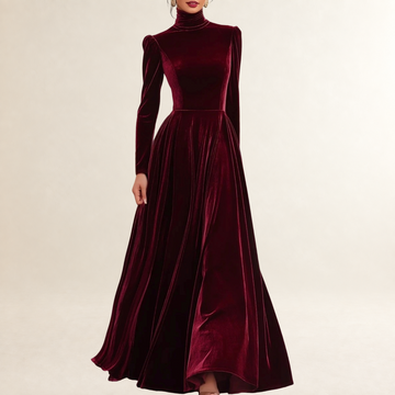 Vestido largo mujer con cuello alto y cuerpo ajustado