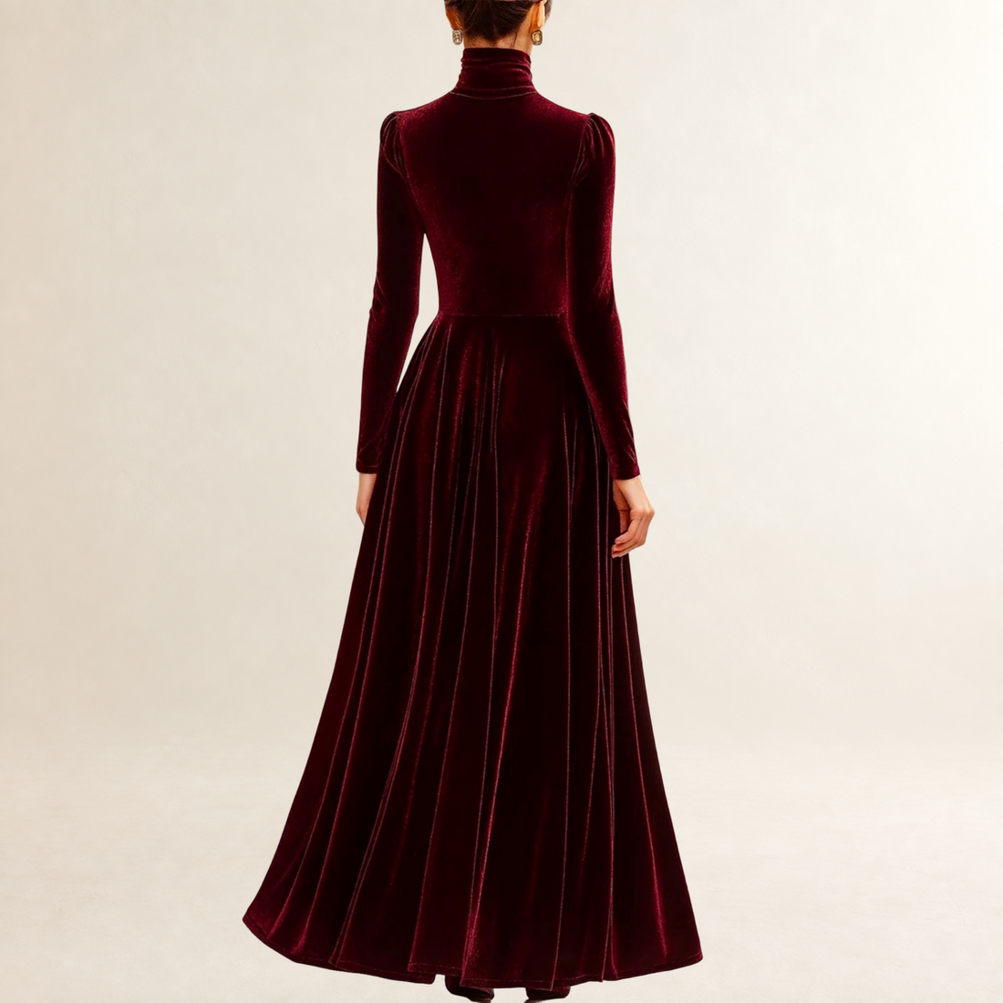 Vestido largo mujer con cuello alto y cuerpo ajustado