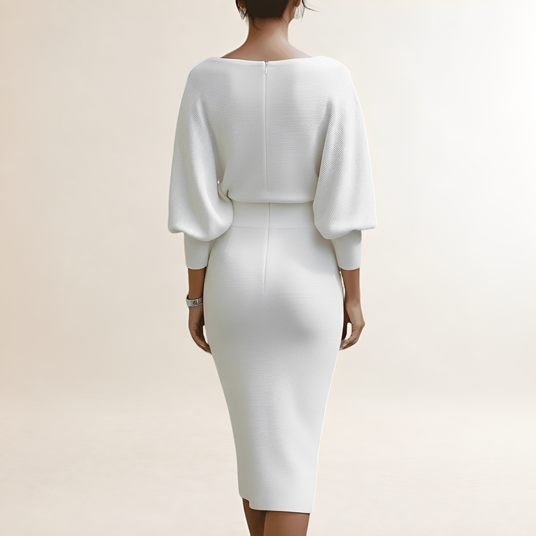 Vestido largo para mujer con escote drapeado y mangas murciélago