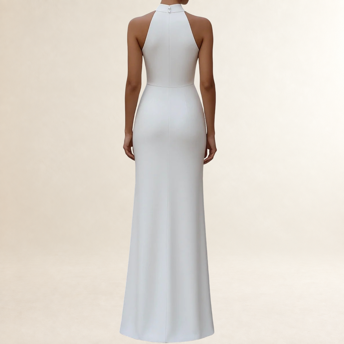 Vestido largo para mujer con escote halter y falda plisada