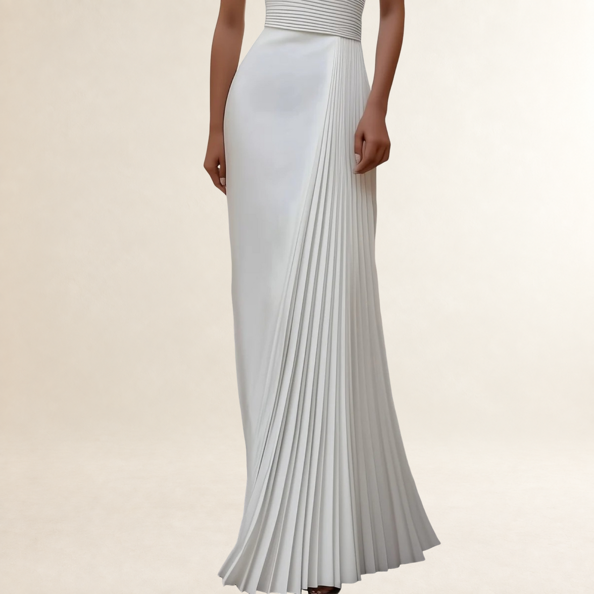 Vestido largo para mujer con escote halter y falda plisada
