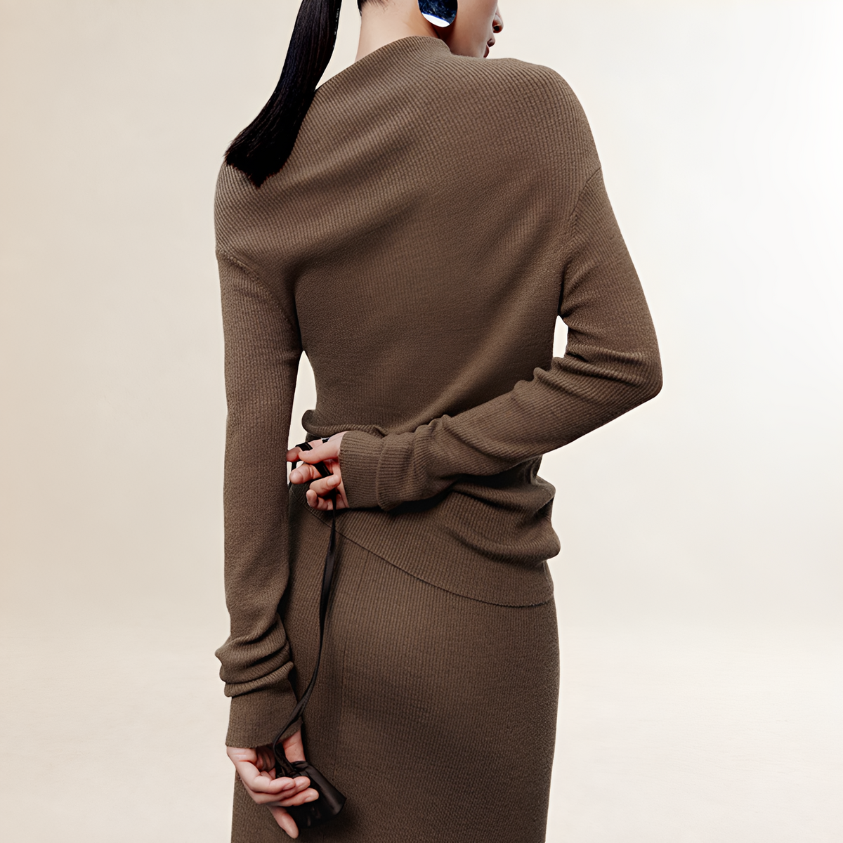 Vestido largo para mujer con hombros descubiertos, manga larga, estilo envolvente y abertura lateral