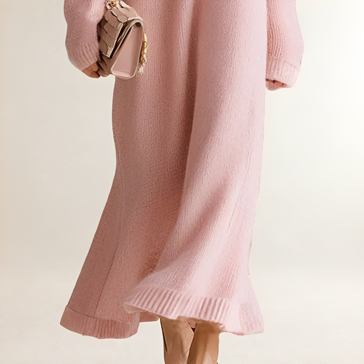 Vestido largo para mujer de manga larga y escote hombros descubiertos con corte suelto