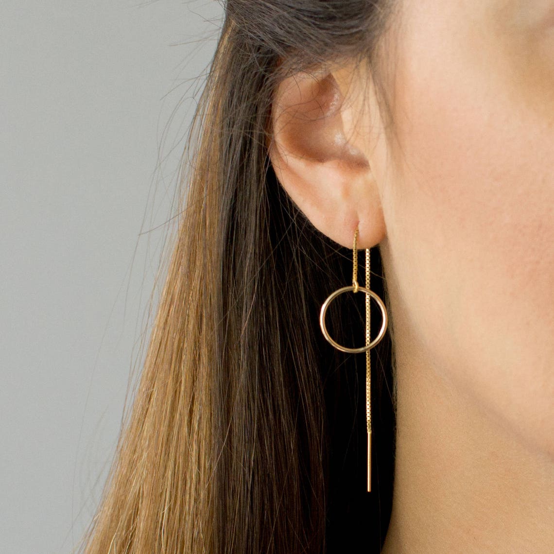 Aros de Hilo en Forma de Círculo - Aros Largos Colgantes