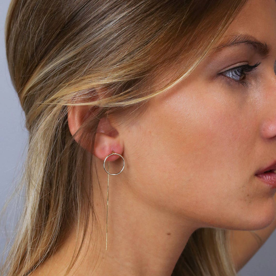 Aros de Hilo en Forma de Círculo - Aros Largos Colgantes