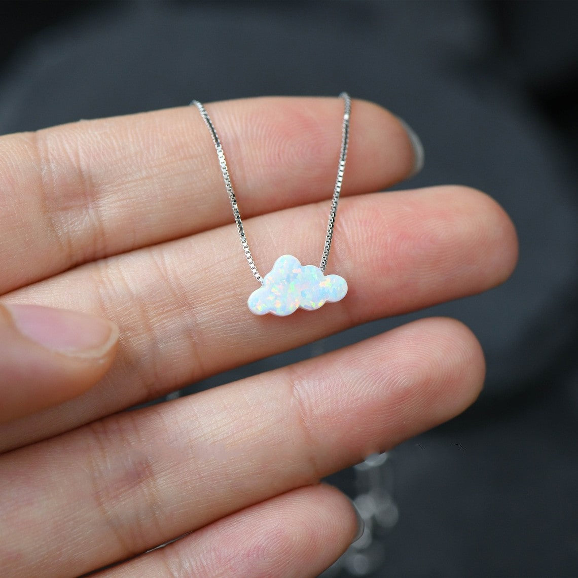 Collar de ópalo nube - Collar con colgante de nube