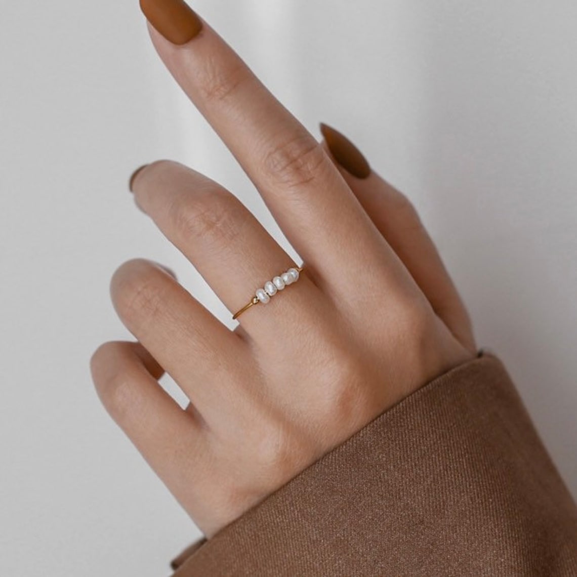 Anillo de perlas de agua dulce mini