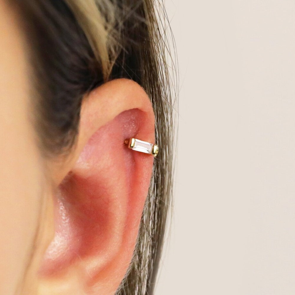 Pendientes de Diamante - Pendientes de Cartílago Baguette