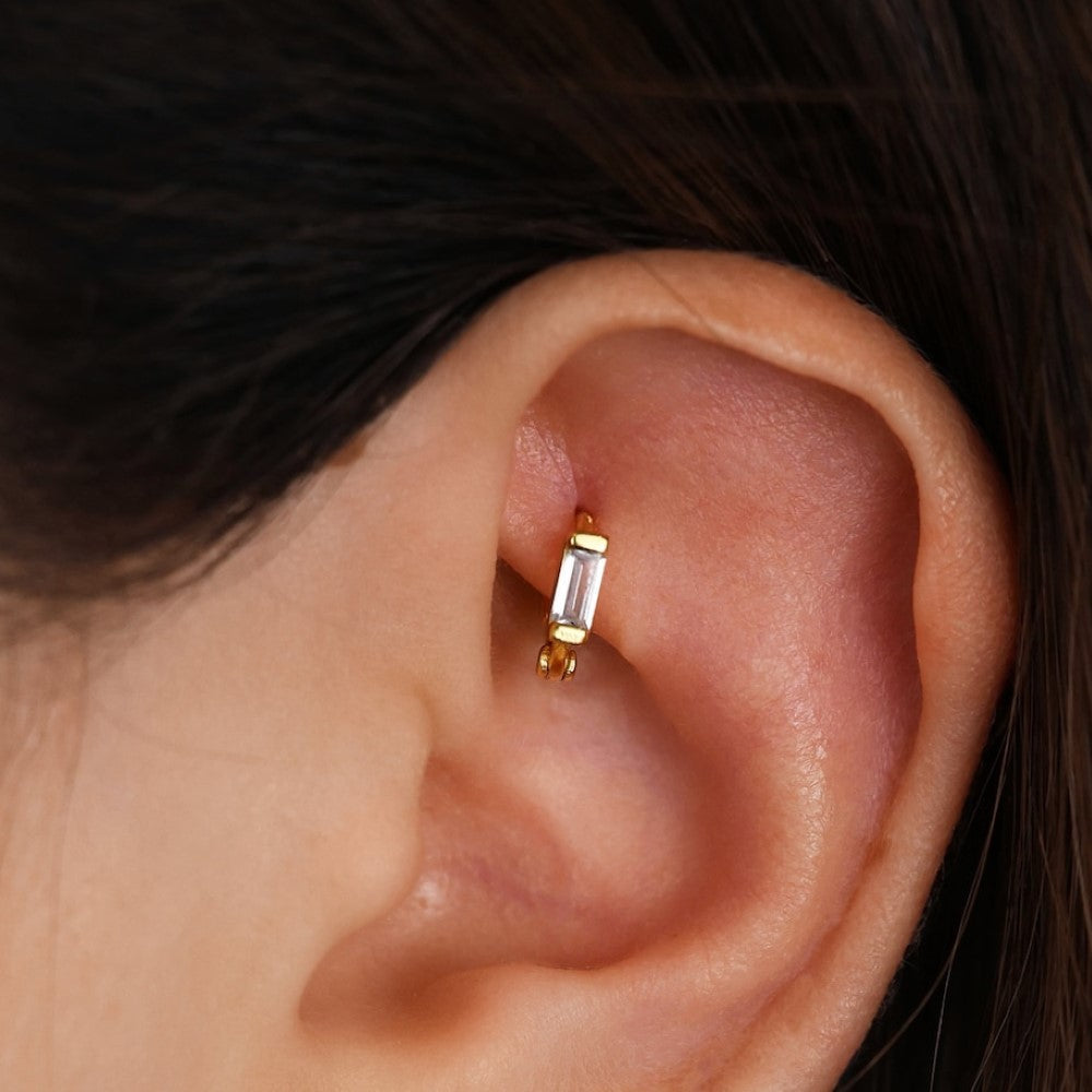 Pendientes de Diamante - Pendientes de Cartílago Baguette