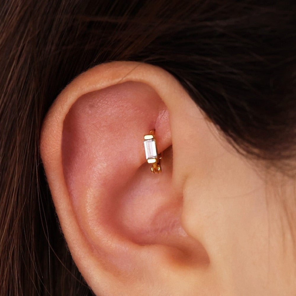 Pendientes de Diamante - Pendientes de Cartílago Baguette