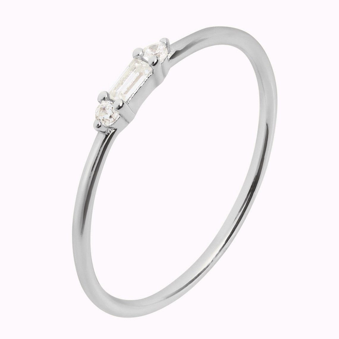 Baguette Pequeño - Anillo redondo CZ delicado