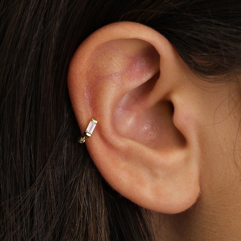Pendientes de Diamante - Pendientes de Cartílago Baguette