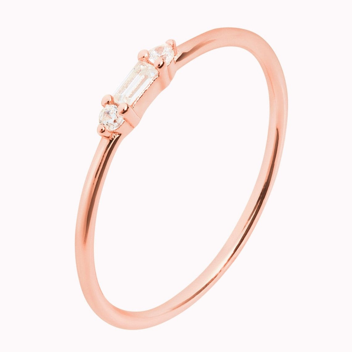 Baguette Pequeño - Anillo redondo CZ delicado