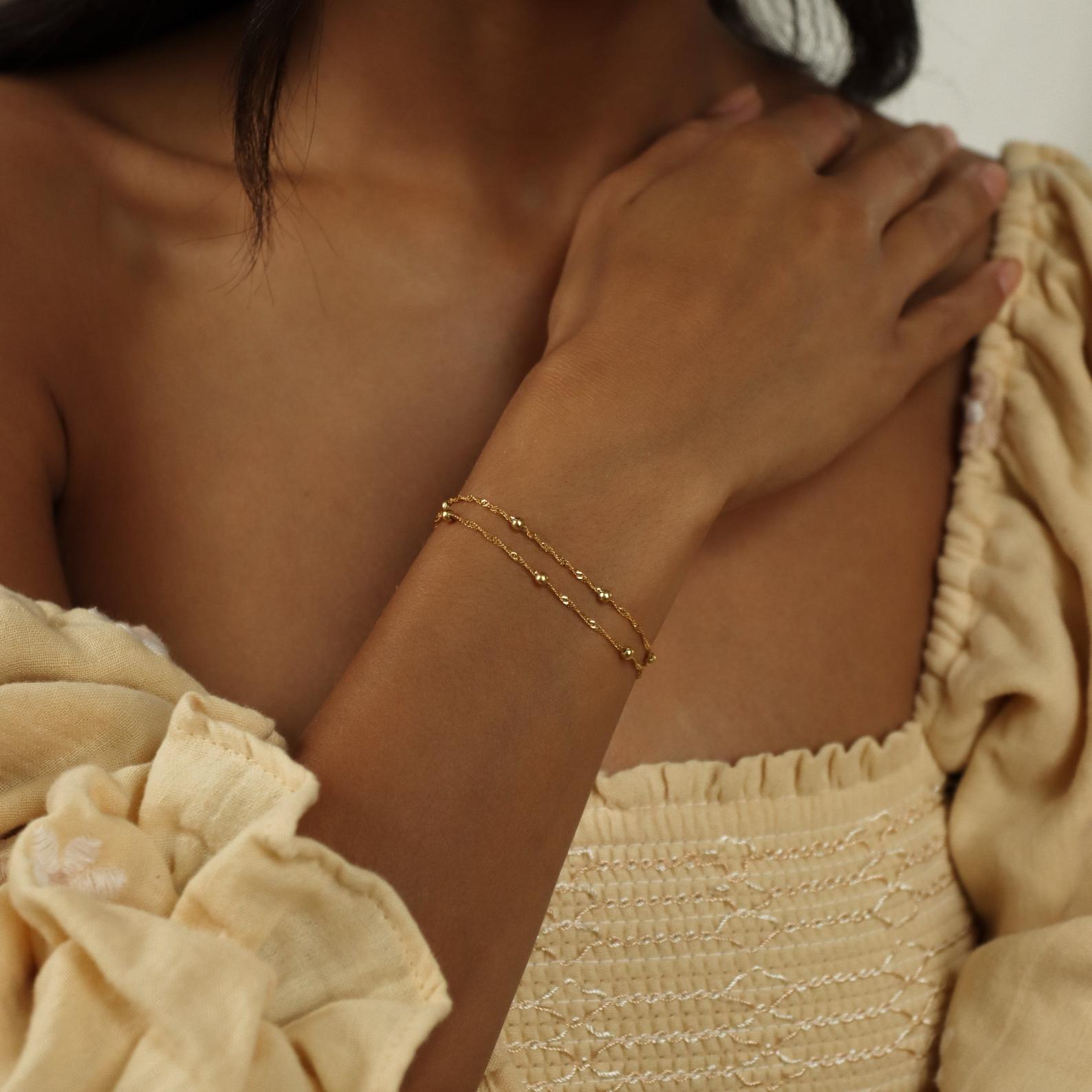 Collar doble de cuentas Ripple - Pulsera de capas