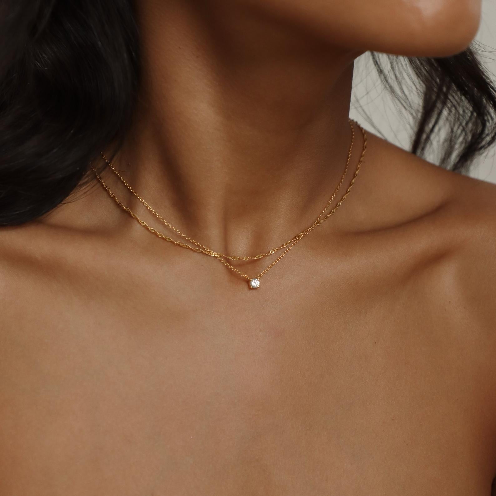 Collar Delicado de Diamantes - Collar con Adornos de Piedra