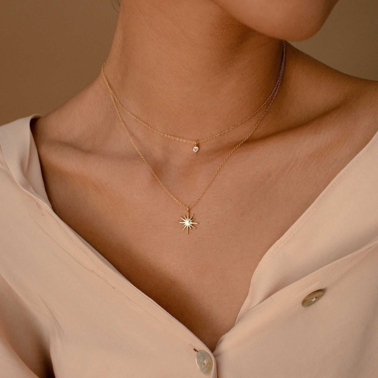 Collar de estrella de doble capa - Collar Starburst Duo