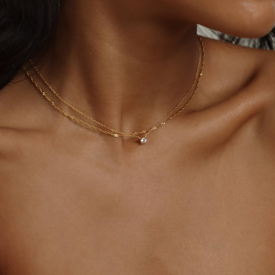 Collar Delicado de Diamantes - Collar con Adornos de Piedra