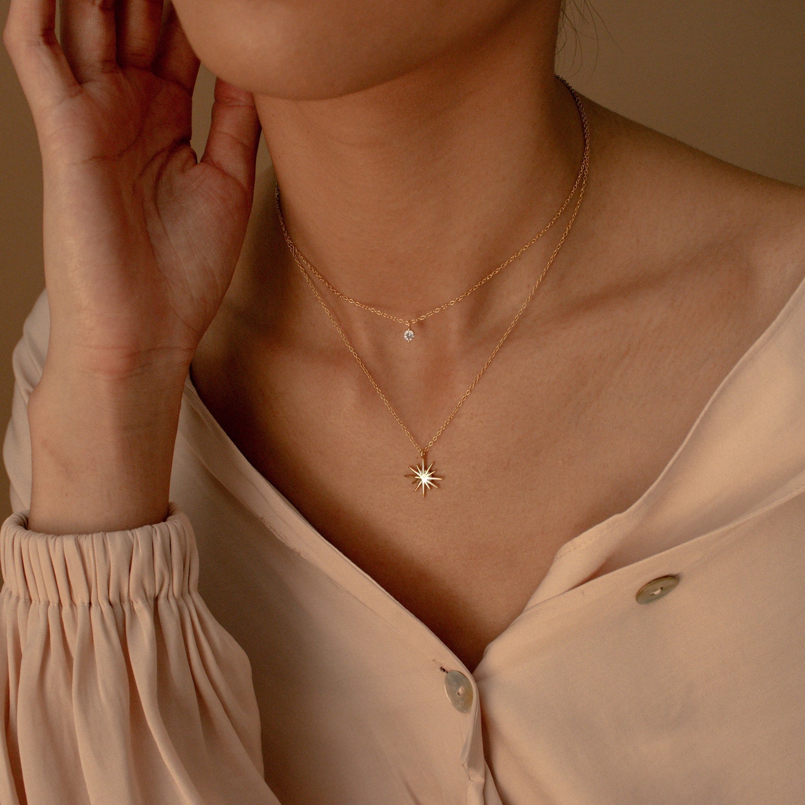 Collar de estrella de doble capa - Collar Starburst Duo