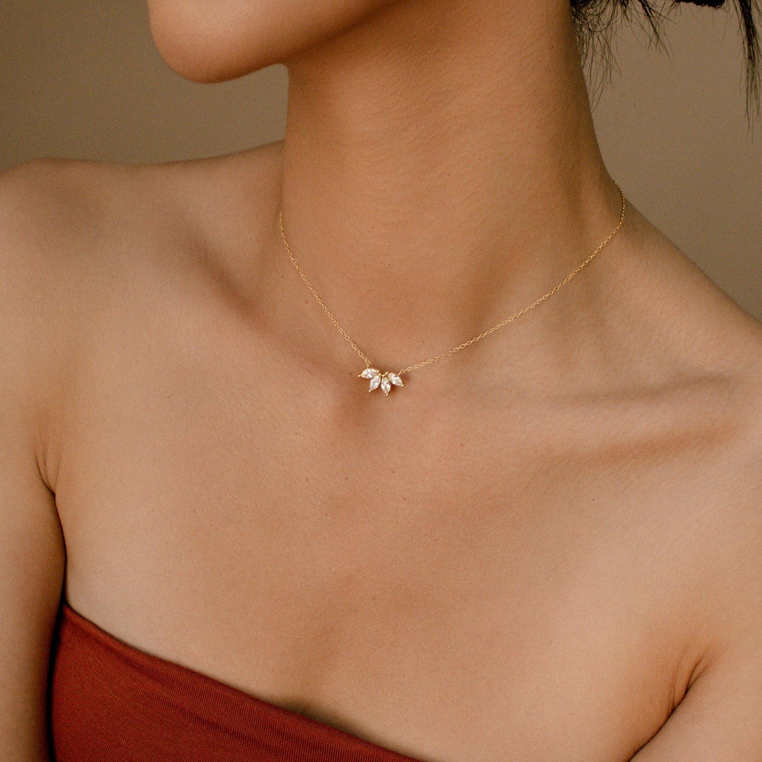 Collar de diamante marquesa - Inlay de piedra marquesa