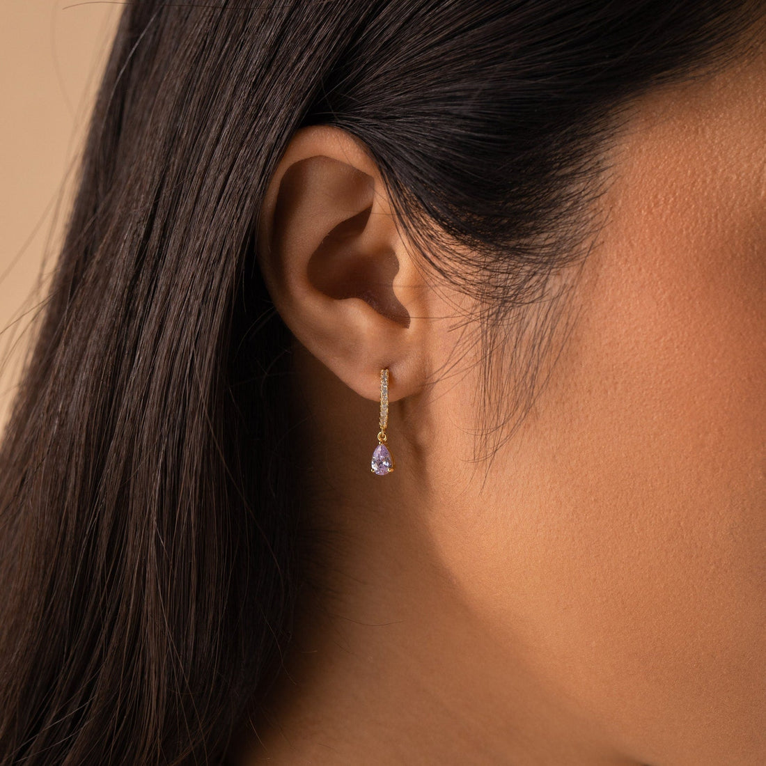Aros Huggies de Piedra de Nacimiento - Pendientes de Strass