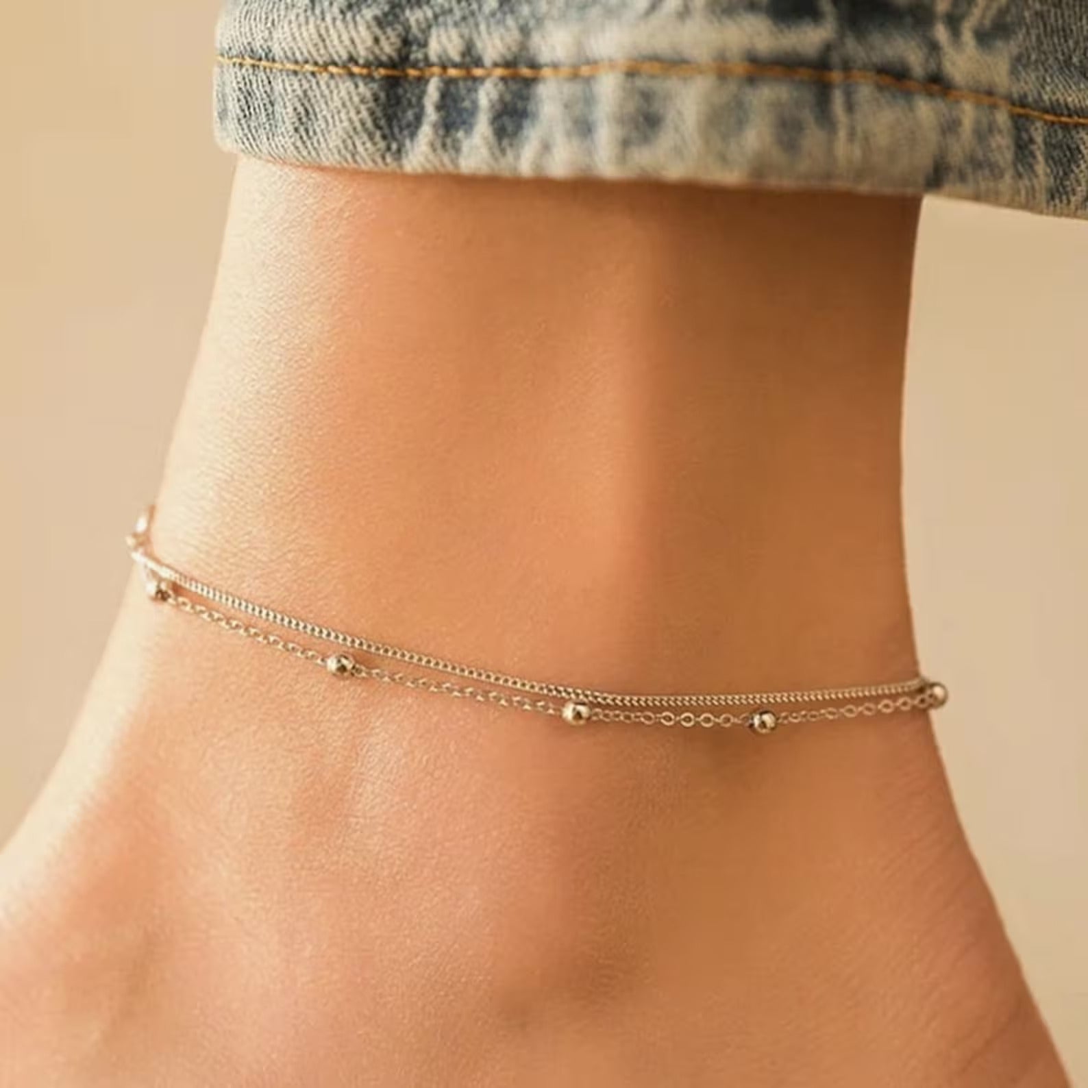 Pulsera de tobillo estilo plata 2