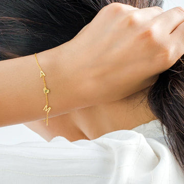 Pulsera Corazón de Iniciales Dobles - Pulsera Corazón de Amor Doble para Ella